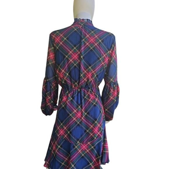 Cato Blue and Red Long Sleeve Wrap Dress - Picture 4 of 7